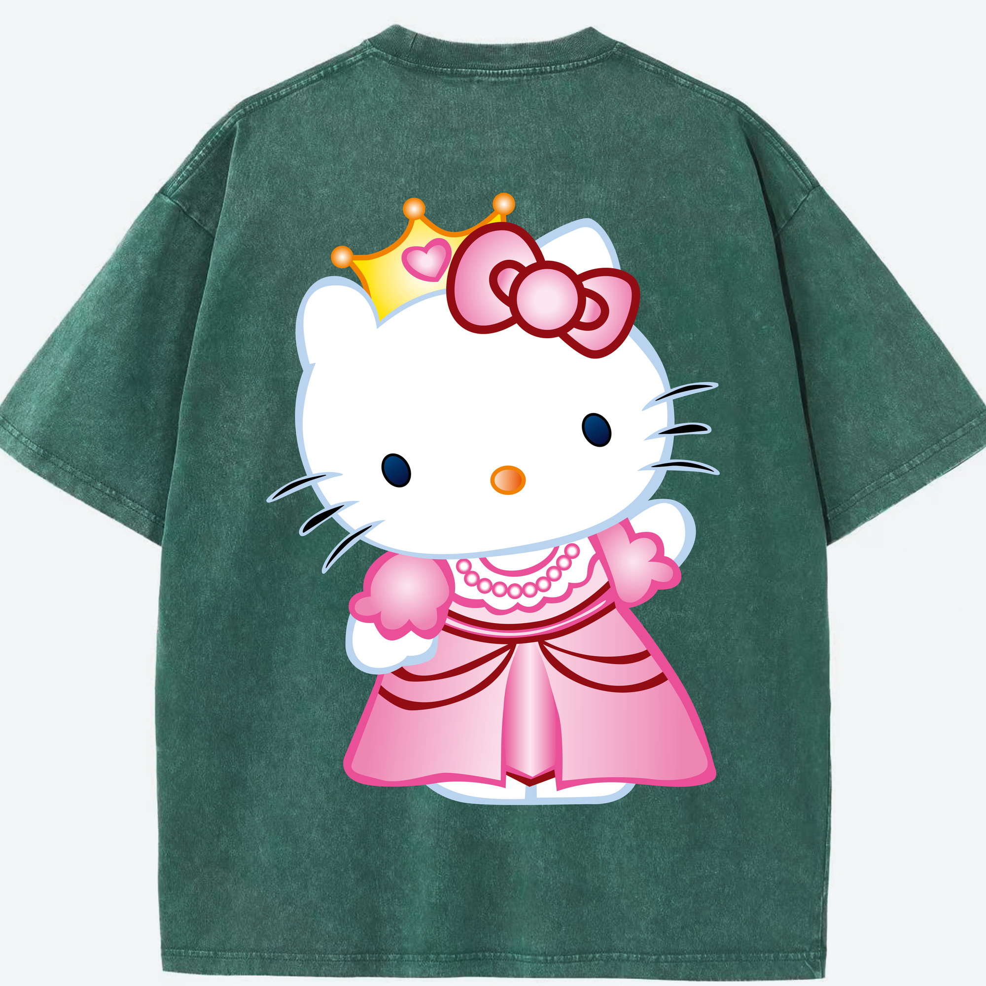 （画像用） Hello Kitty ハローキティ 綿100% ヴィンテージ風 半袖Tシャツ（背面プリント）
